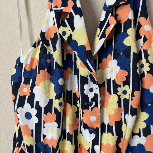 Modcloth NEW 1X Linen Blend Floral Print Halter Jumpsuit - Picture 5 of 16
